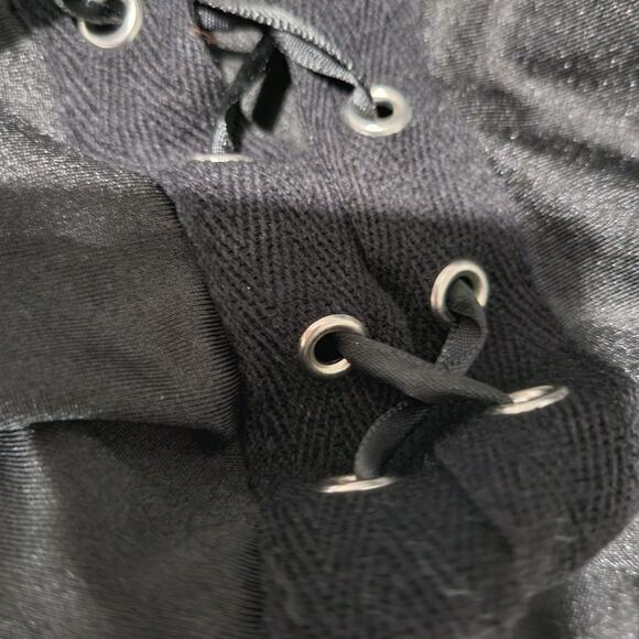 Dolls Kill Flare Pants Black Lace Up Shiny Stretch High Waist Grommet Size Small - Picture 15 of 16